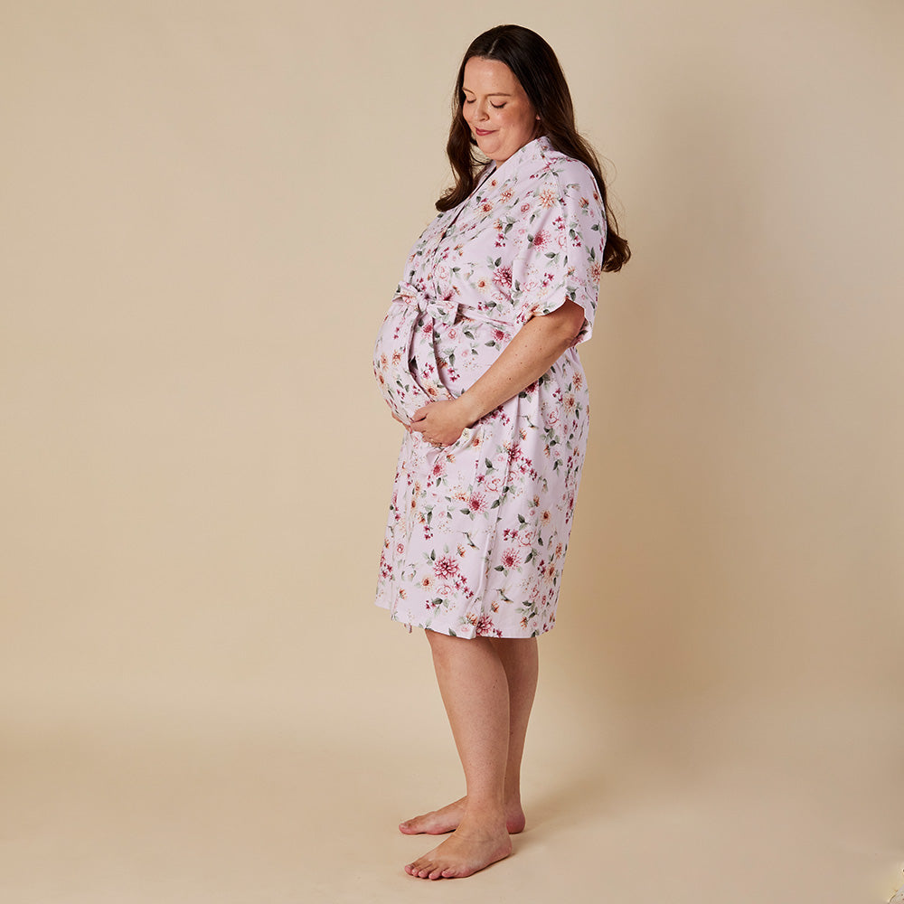 Birds & Blooms Organic Maternity Robe - View 7
