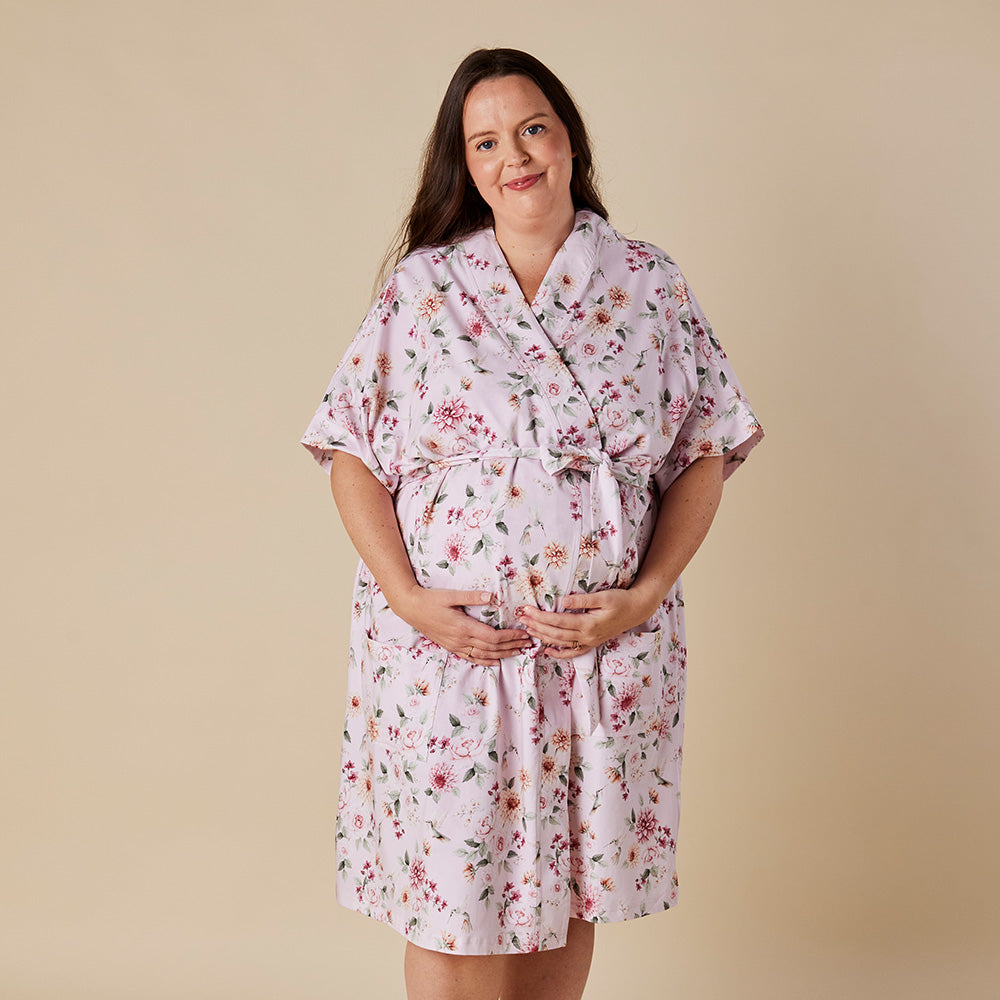 Birds & Blooms Organic Maternity Robe - View 3
