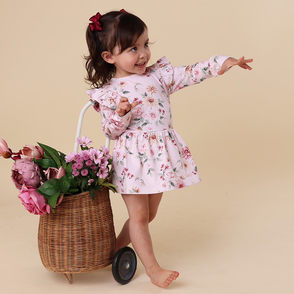 Birds & Blooms Long Sleeve Organic Dress - View 6