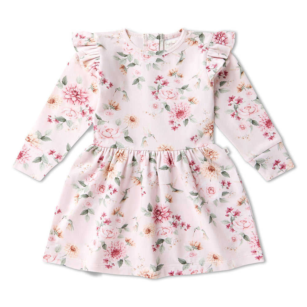 Birds & Blooms Long Sleeve Organic Dress - View 9