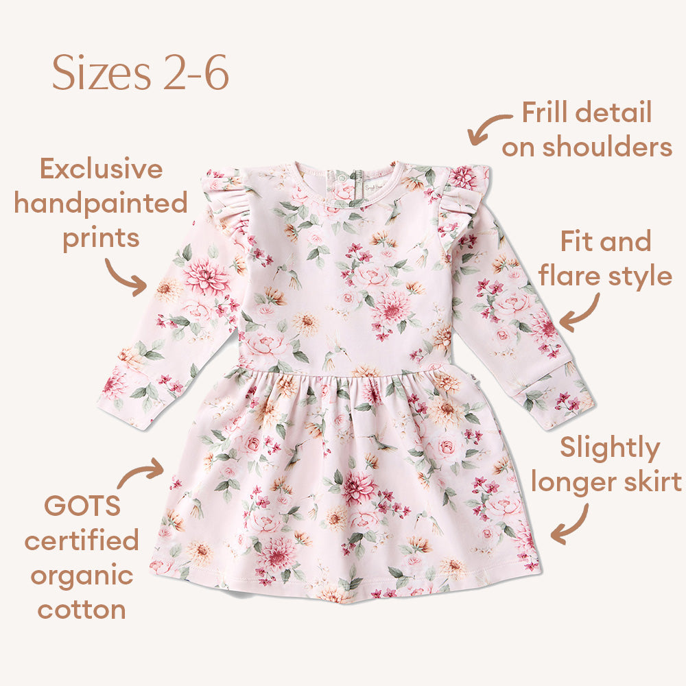 Birds & Blooms Long Sleeve Organic Dress - View 11