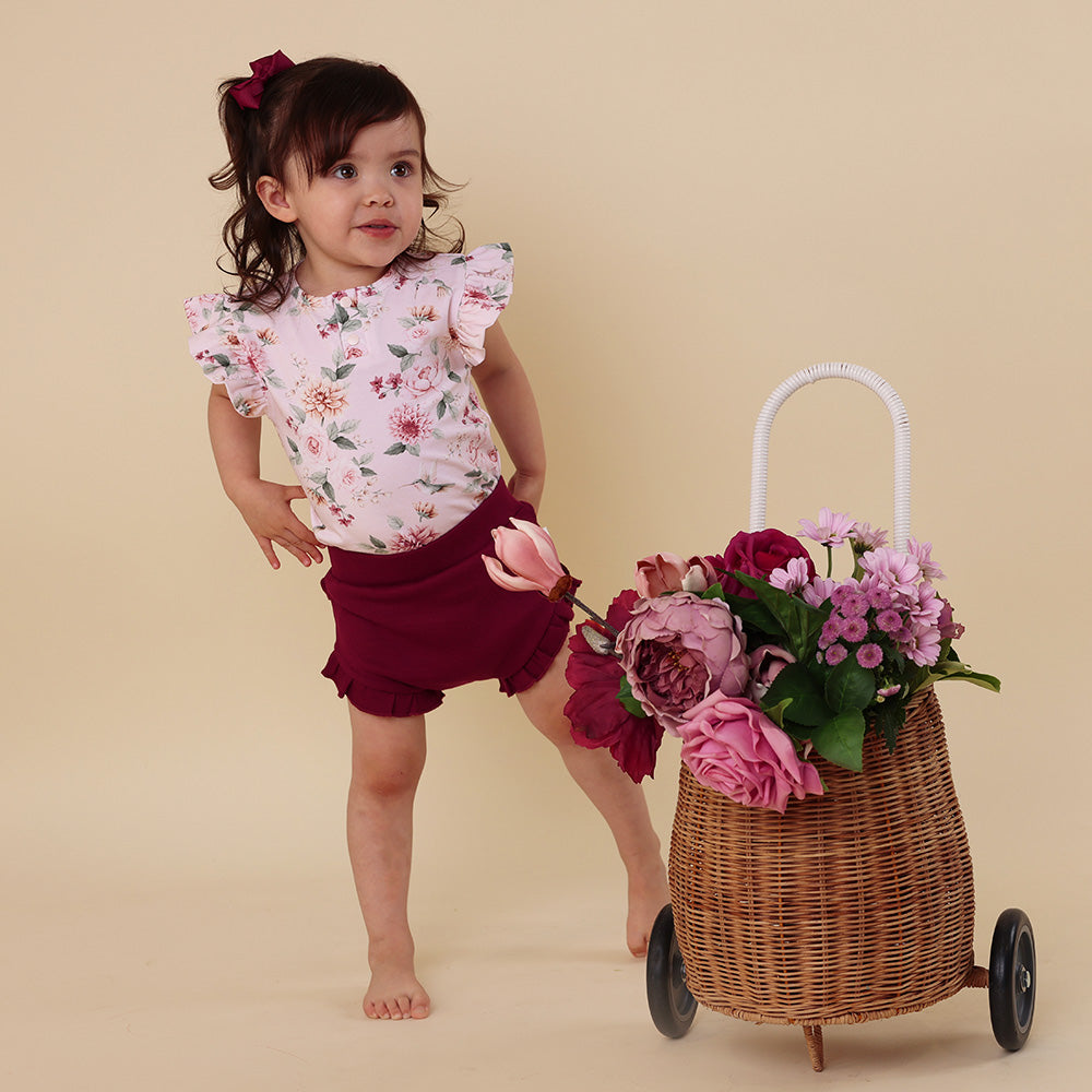 Birds & Blooms Organic Short Sleeve Top with Frill - View 4