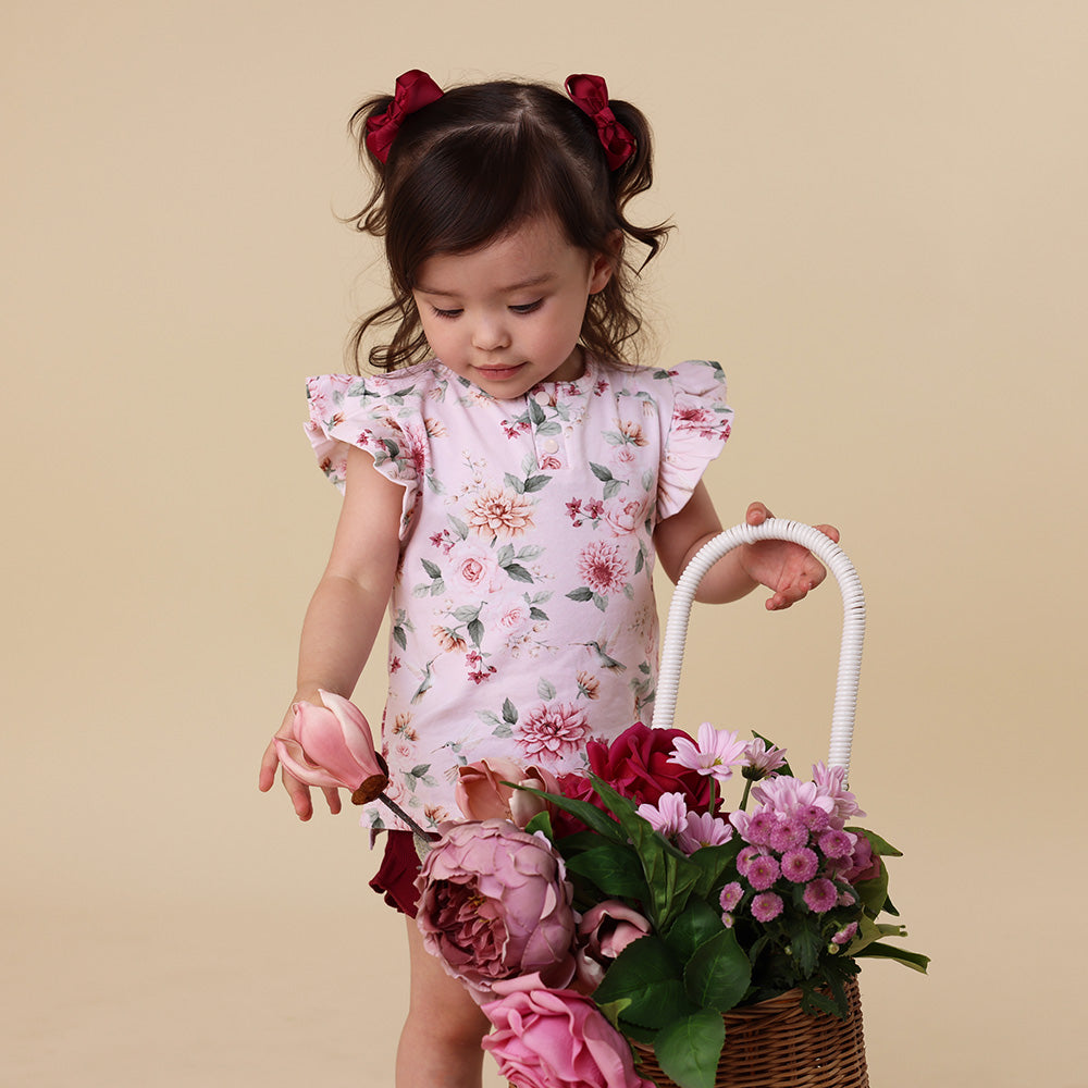 Birds & Blooms Organic Short Sleeve Top with Frill - View 7