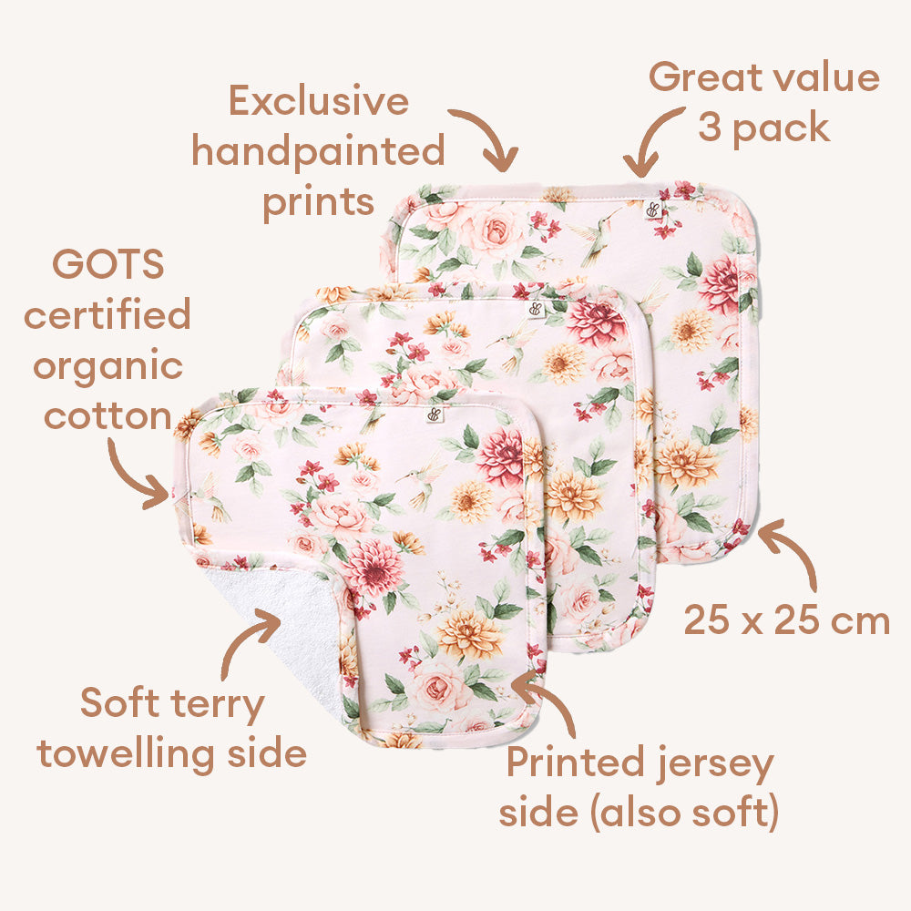 Birds & Blooms Organic Wash Cloths - 3 Pack - View 2