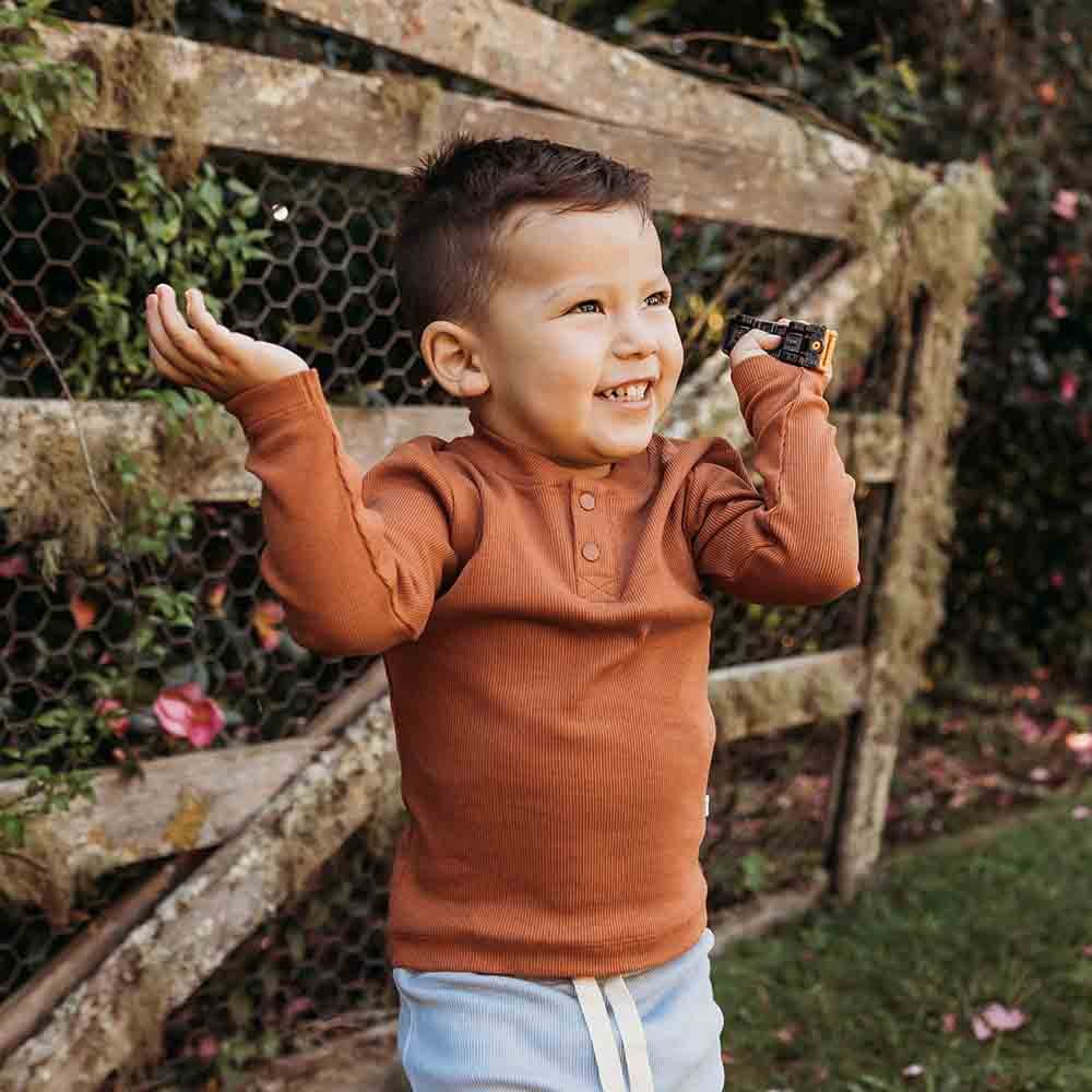 Biscuit Organic Henley Top-Snuggle Hunny