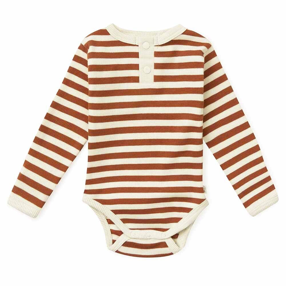 HBC Stripes Baby's Organic Cotton Teddy Bear Bodysuit