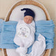 Baby Blue Diamond Knit Organic Baby Blanket - Thumbnail 3
