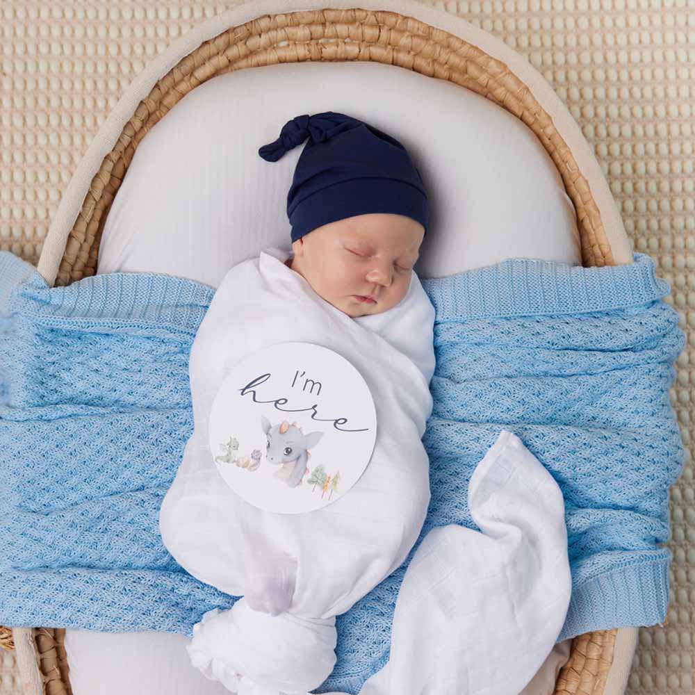 Baby Blue Diamond Knit Organic Baby Blanket - View 4