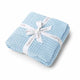 Baby Blue Diamond Knit Organic Baby Blanket - Thumbnail 2