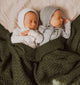 Olive Diamond Knit Organic Baby Blanket - Thumbnail 4
