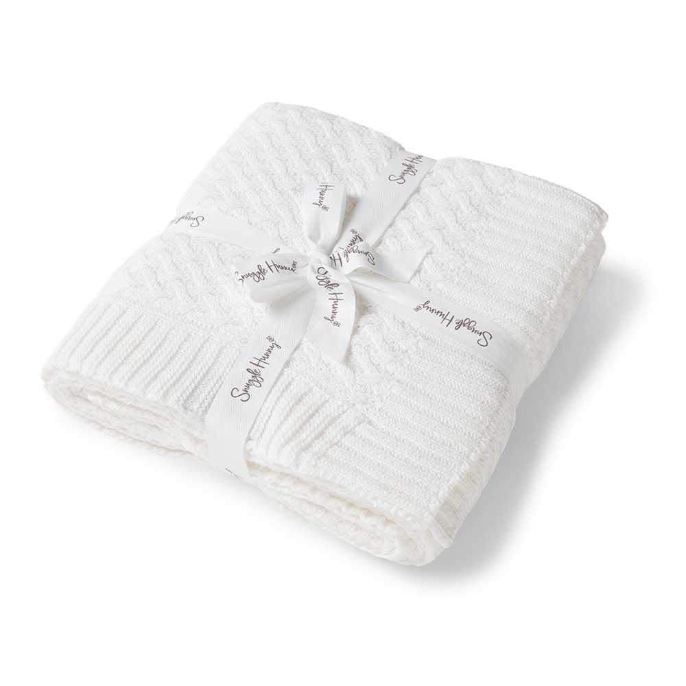Blankets - White Diamond Knit Organic Baby Blanket