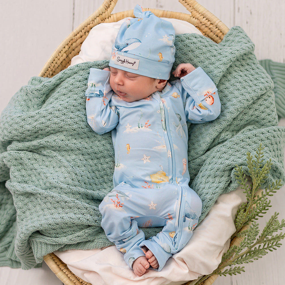 Blue Little Subs Organic Snugglesuit Convertible Romper - View 4