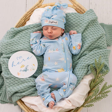 Blue Little Subs Organic Snugglesuit Convertible Romper | Snuggle Hunny