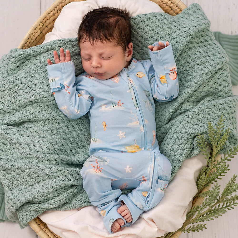 Blue Little Subs Organic Snugglesuit Convertible Romper - View 11