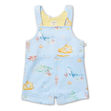 Blue Little Subs Organic Snuggle Overall Shorts | Snuggle Hunny