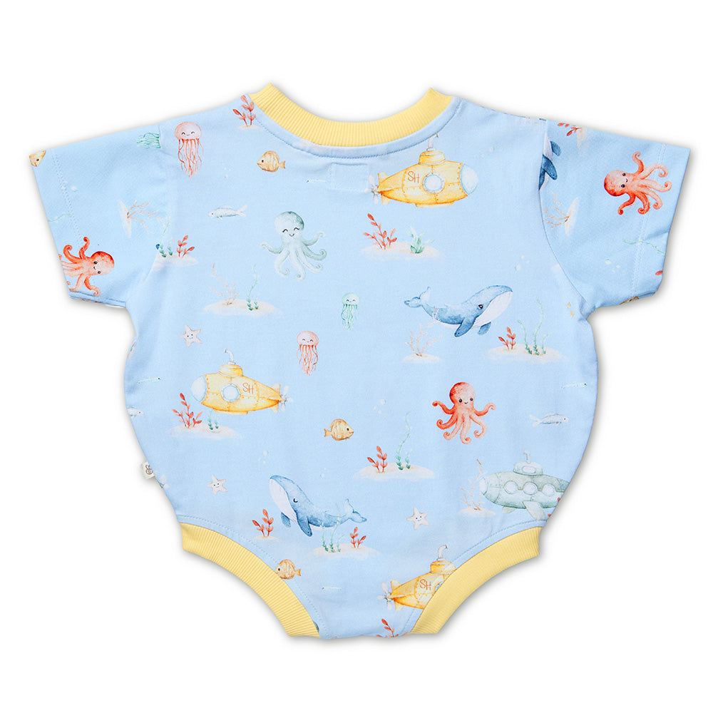 Blue Little Subs Organic Oversized Romper - View 8