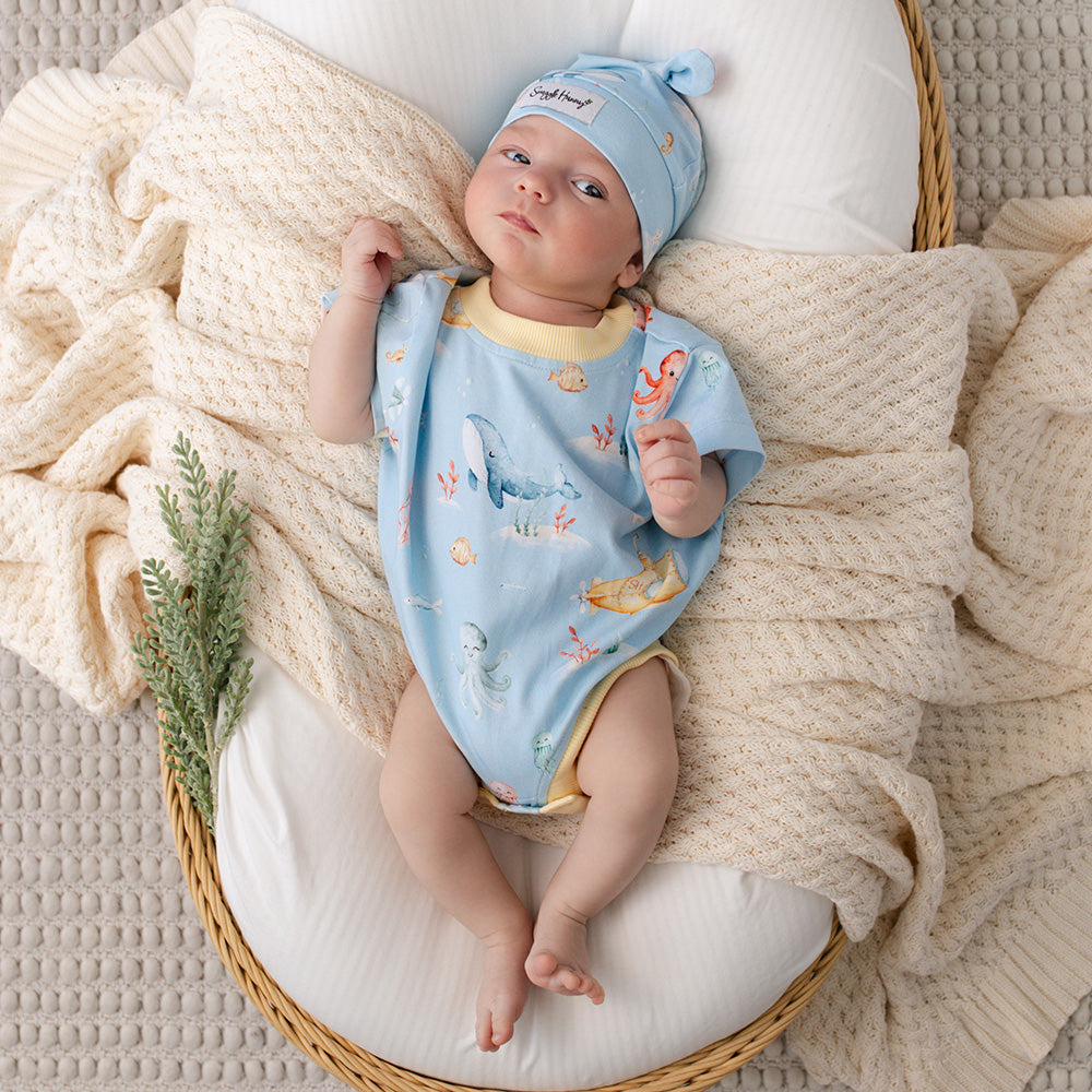 Blue Little Subs Organic Oversized Romper - View 12