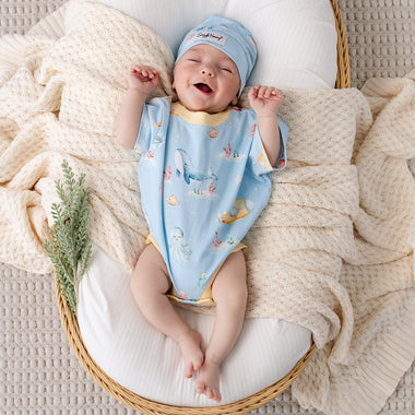 Blue Little Subs Organic Oversized Romper | Snuggle Hunny