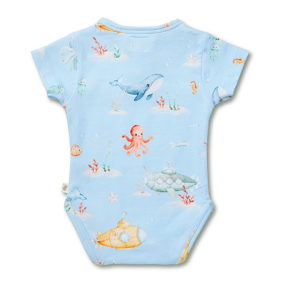 Blue Little Subs Short Sleeve Organic Bodysuit - View 7