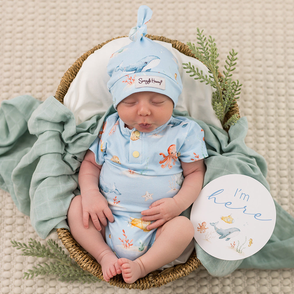 Blue Little Subs Short Sleeve Organic Bodysuit - View 1