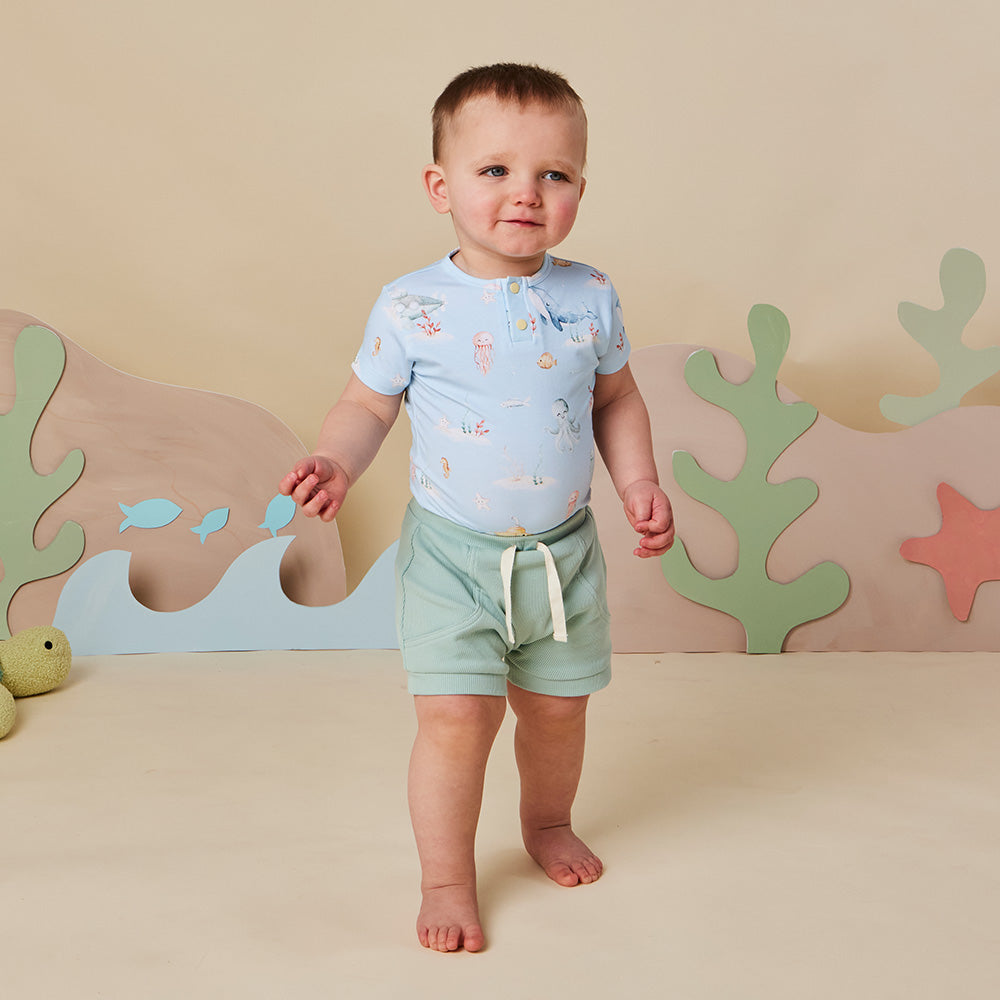 Blue Little Subs Short Sleeve Organic Bodysuit - View 10