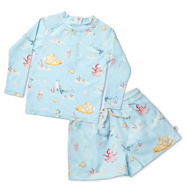Bundle - Blue Little Subs Rashie Vest & Board Shorts