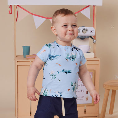 Blue Ocean Organic Short Sleeve Top | Snuggle Hunny