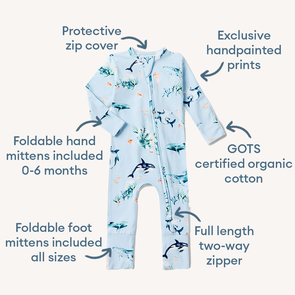 Blue Ocean Organic Snugglesuit Convertible Romper - View 4