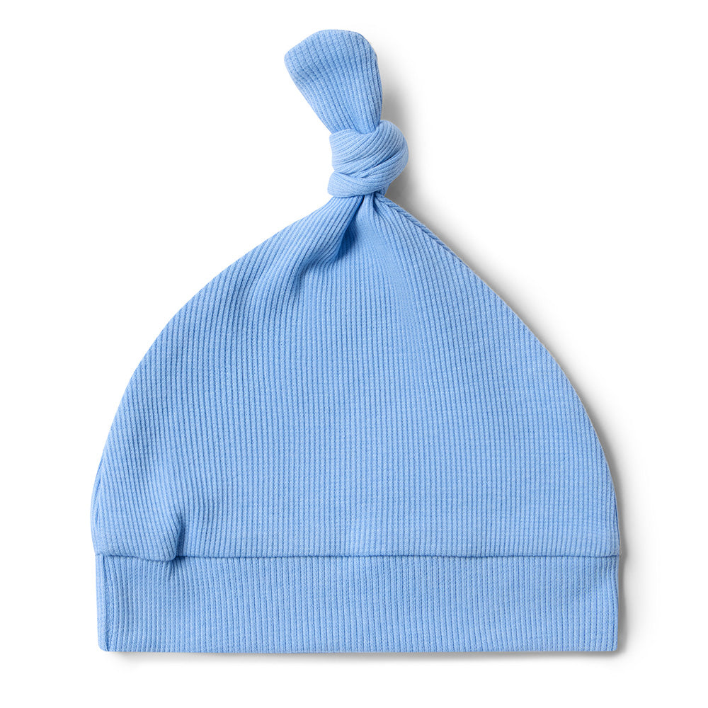 Bluebell Ribbed Organic Knotted Beanie - View 5