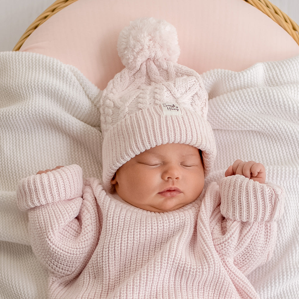 Blush Pink Organic Baby Knit Beanie - View 1