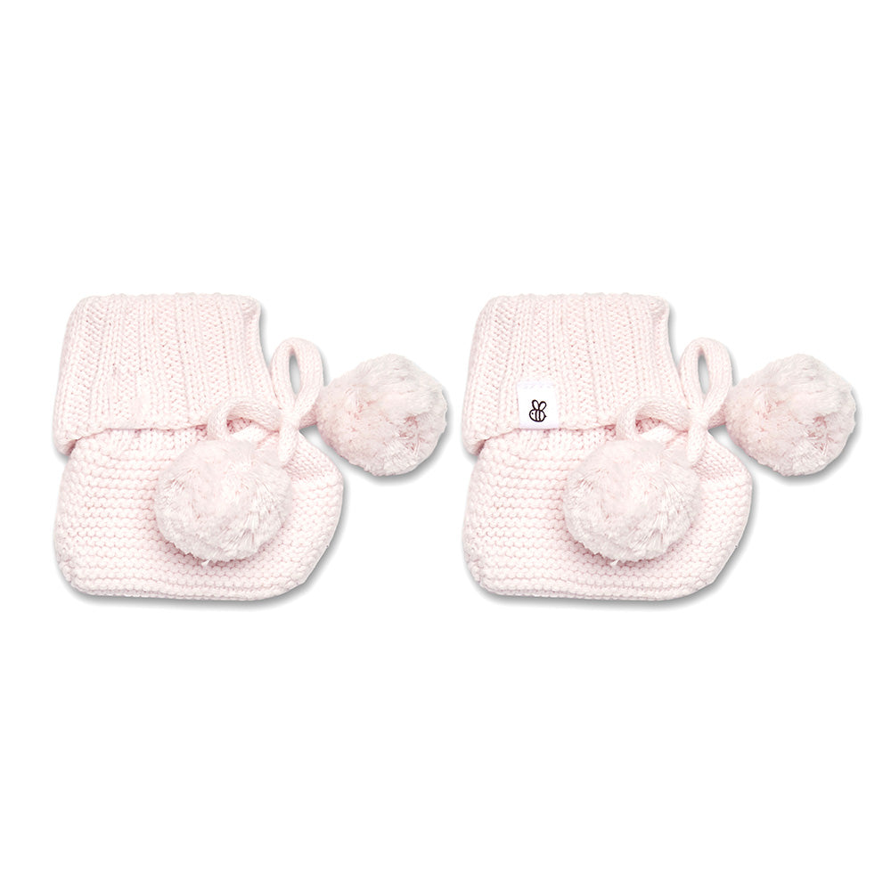 Blush Pink Organic Cotton Knit Booties - View 2
