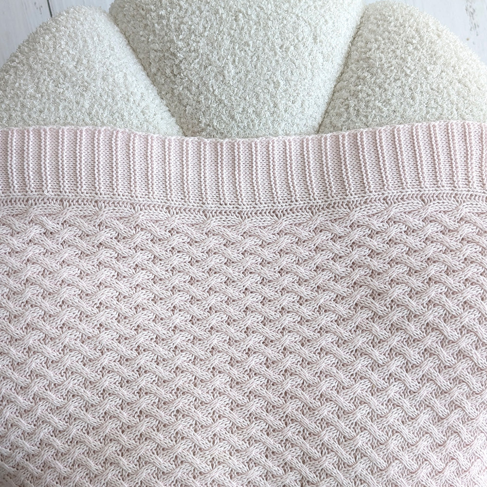 Blush Pink Diamond Knit Organic Baby Blanket - View 8