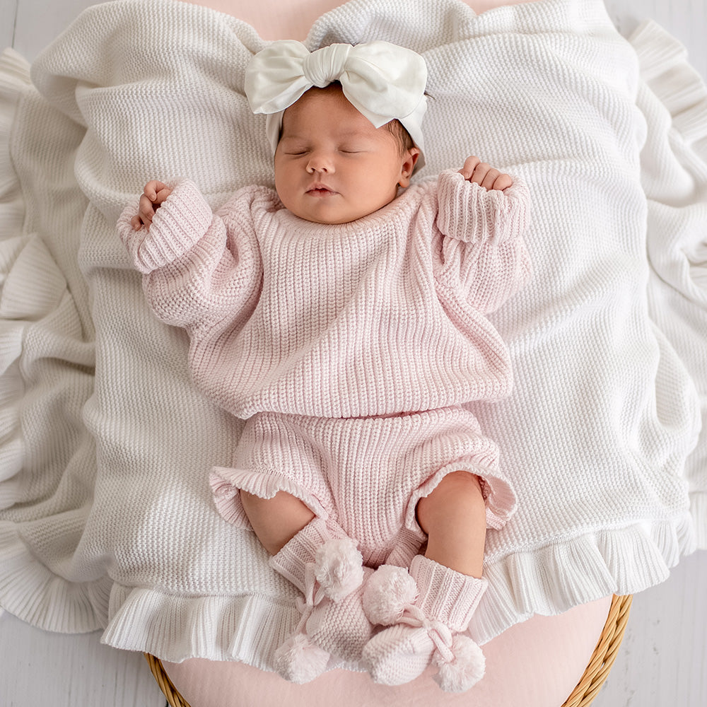 Blush Pink Oversized Cotton Knit Jumper - View 1