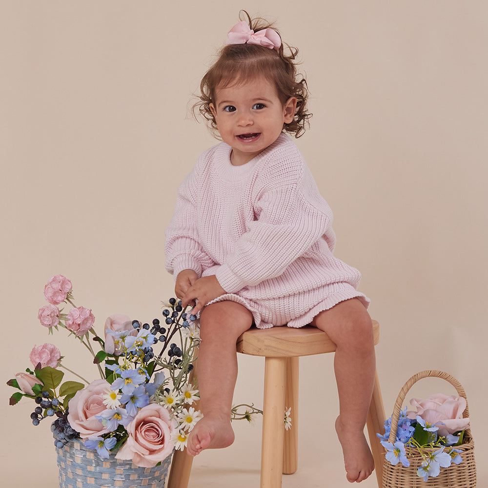 Blush Pink Oversized Cotton Knit Jumper - View 5