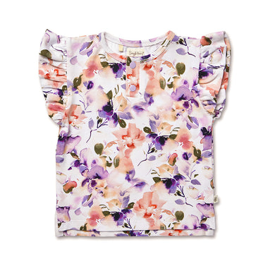 Blushing Beauty Organic Short Sleeve Top with Frill | Snuggle Hunny