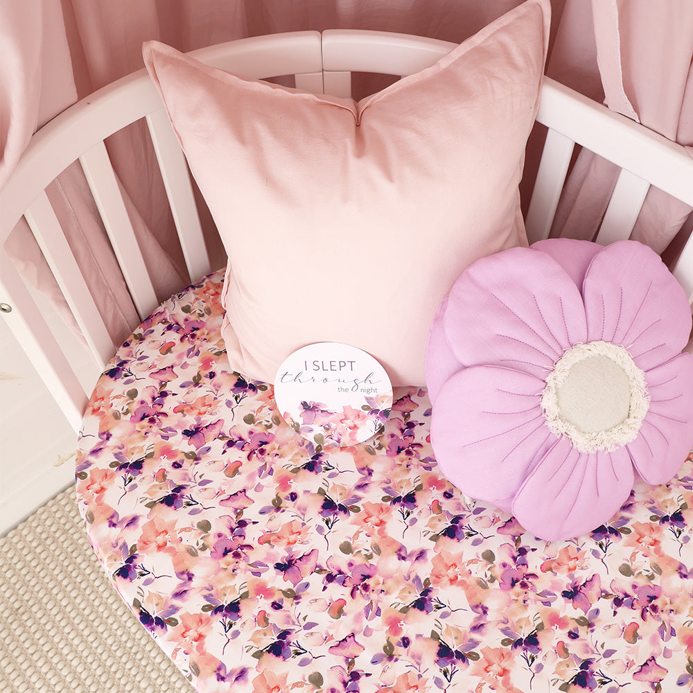 Blushing Beauty Organic Fitted Cot Sheet - View 1