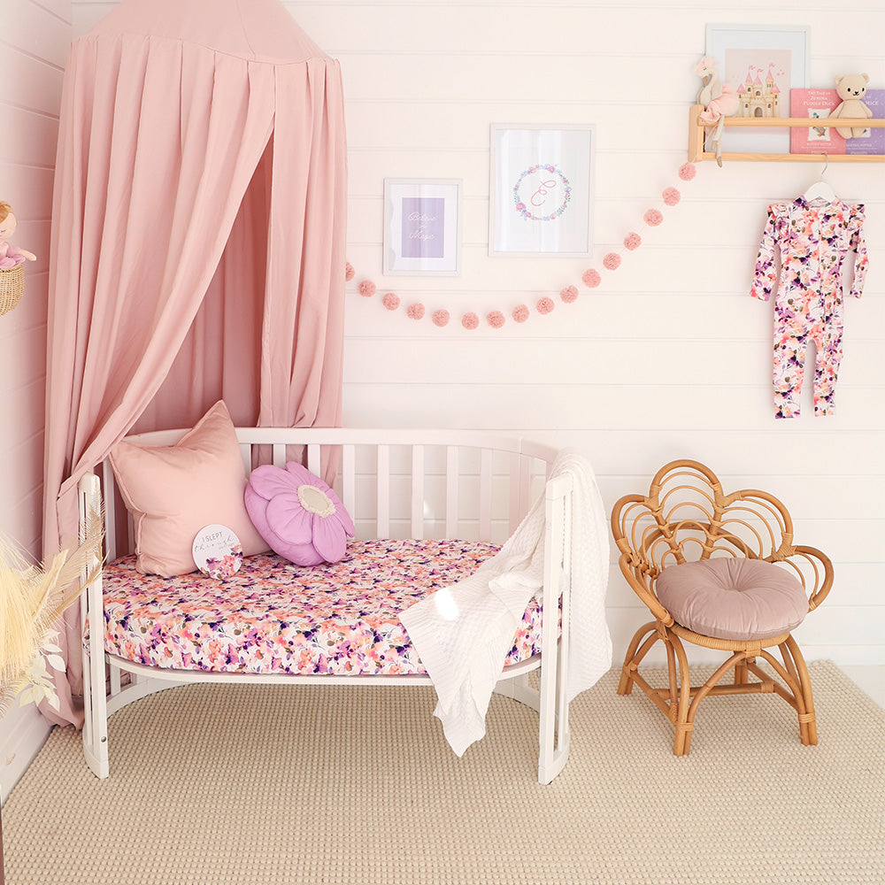 Blushing Beauty Organic Fitted Cot Sheet - View 3