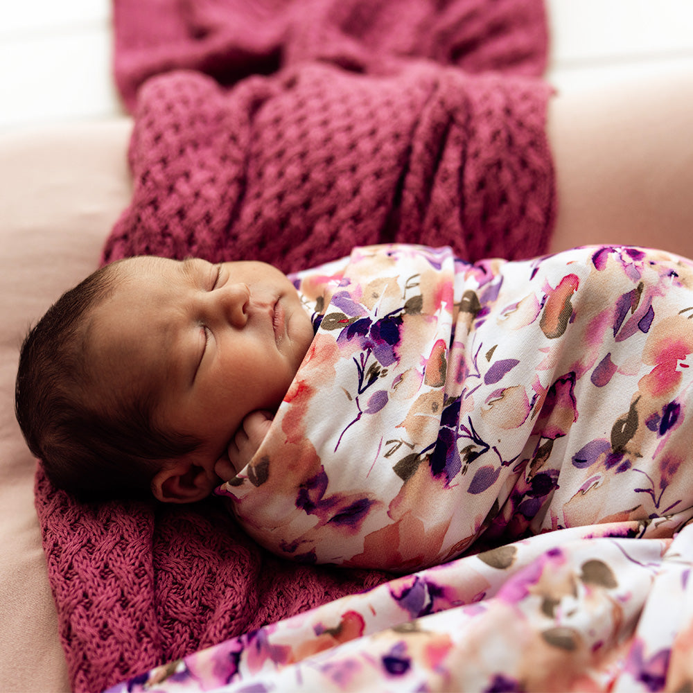Blushing Beauty Organic Jersey Wrap & Topknot Set - View 3