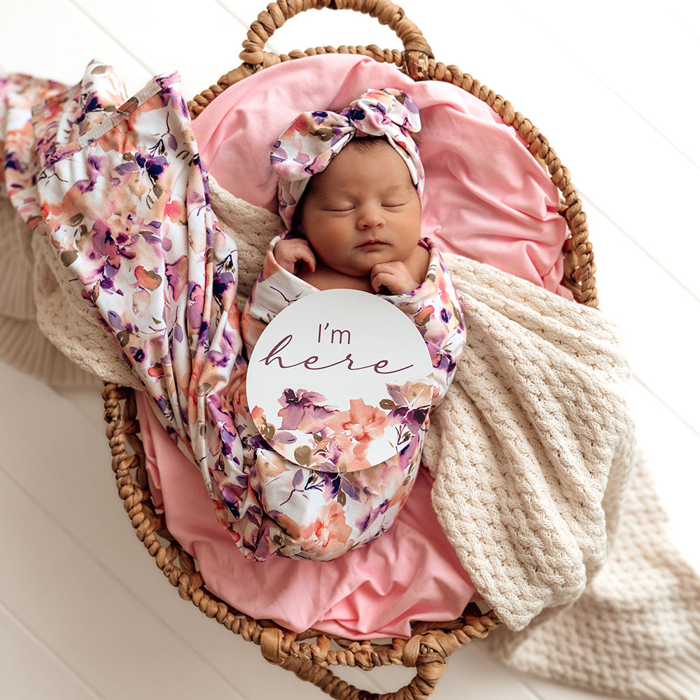 Blushing Beauty Organic Jersey Wrap & Topknot Set - View 2