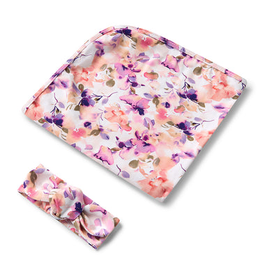 Blushing Beauty Organic Jersey Wrap & Topknot Set | Snuggle Hunny