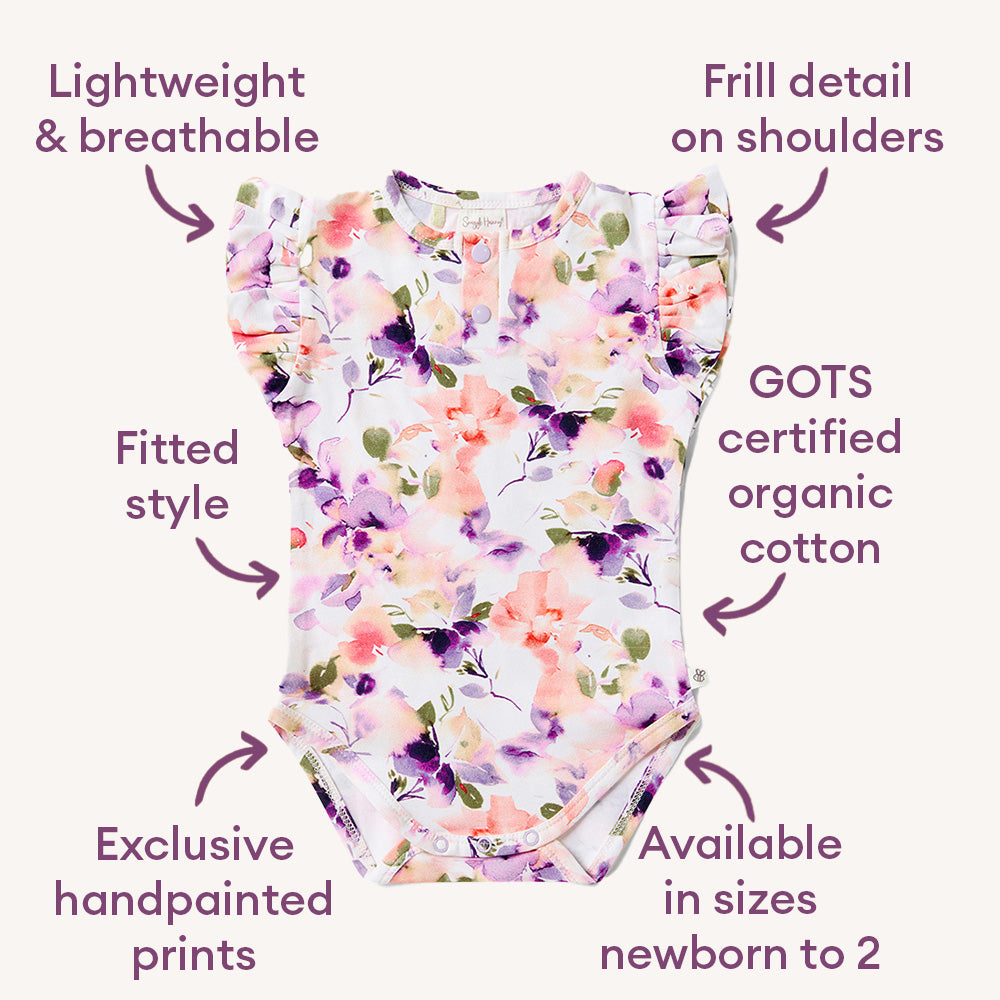 Blushing Beauty Short Sleeve Organic Bodysuit with Frill - View 4