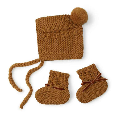 Bronze Merino Wool Bonnet & Booties-Snuggle Hunny
