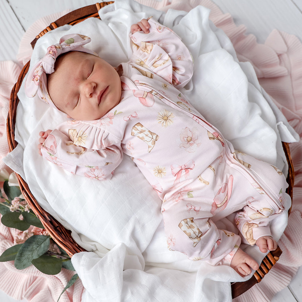 Boots & Bows Organic Snugglesuit Convertible Romper with Frill - View 8