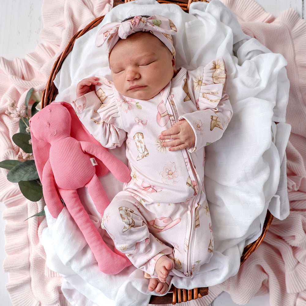 Boots & Bows Organic Snugglesuit Convertible Romper with Frill - View 12
