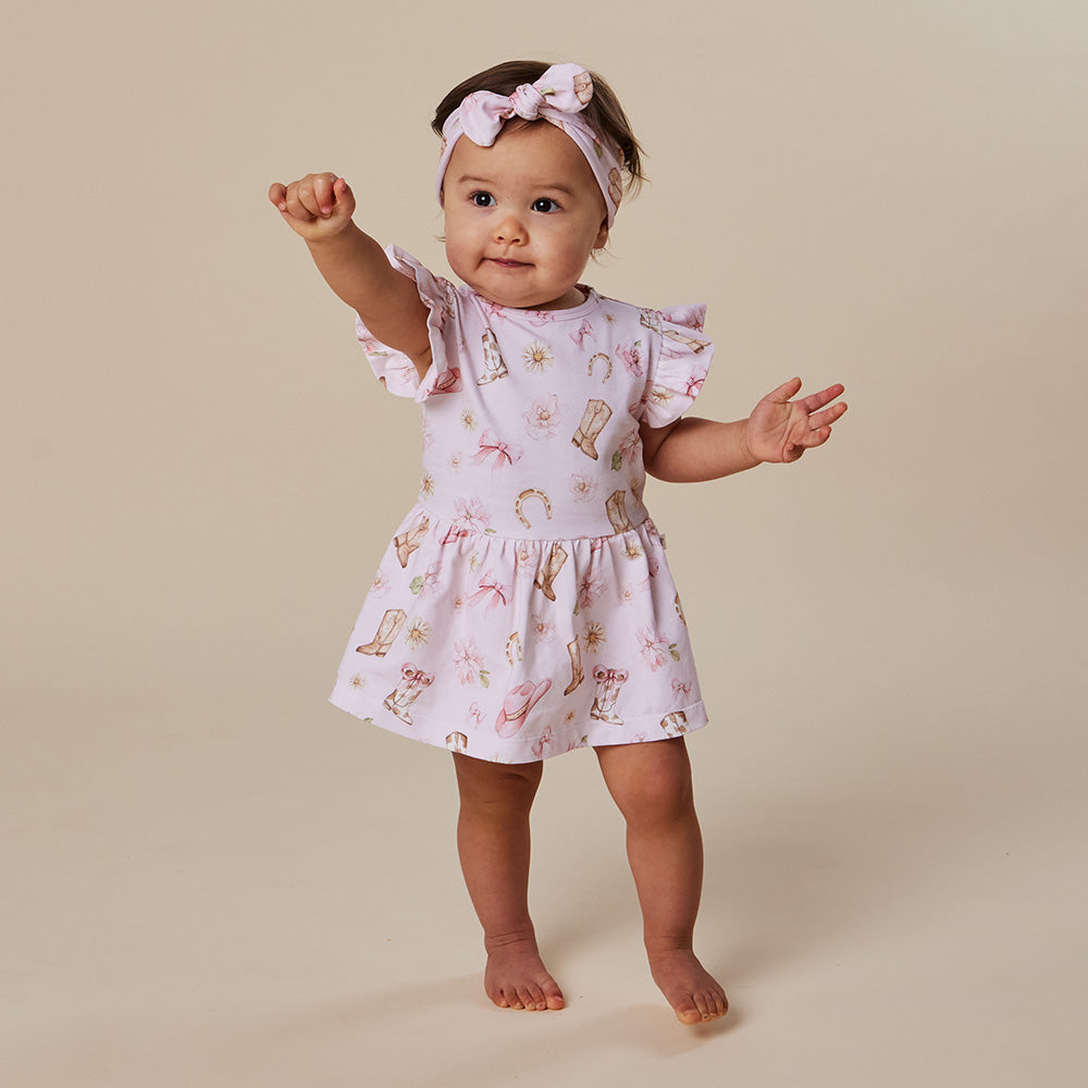 Boots & Bows Short Sleeve Organic Dress - View 16