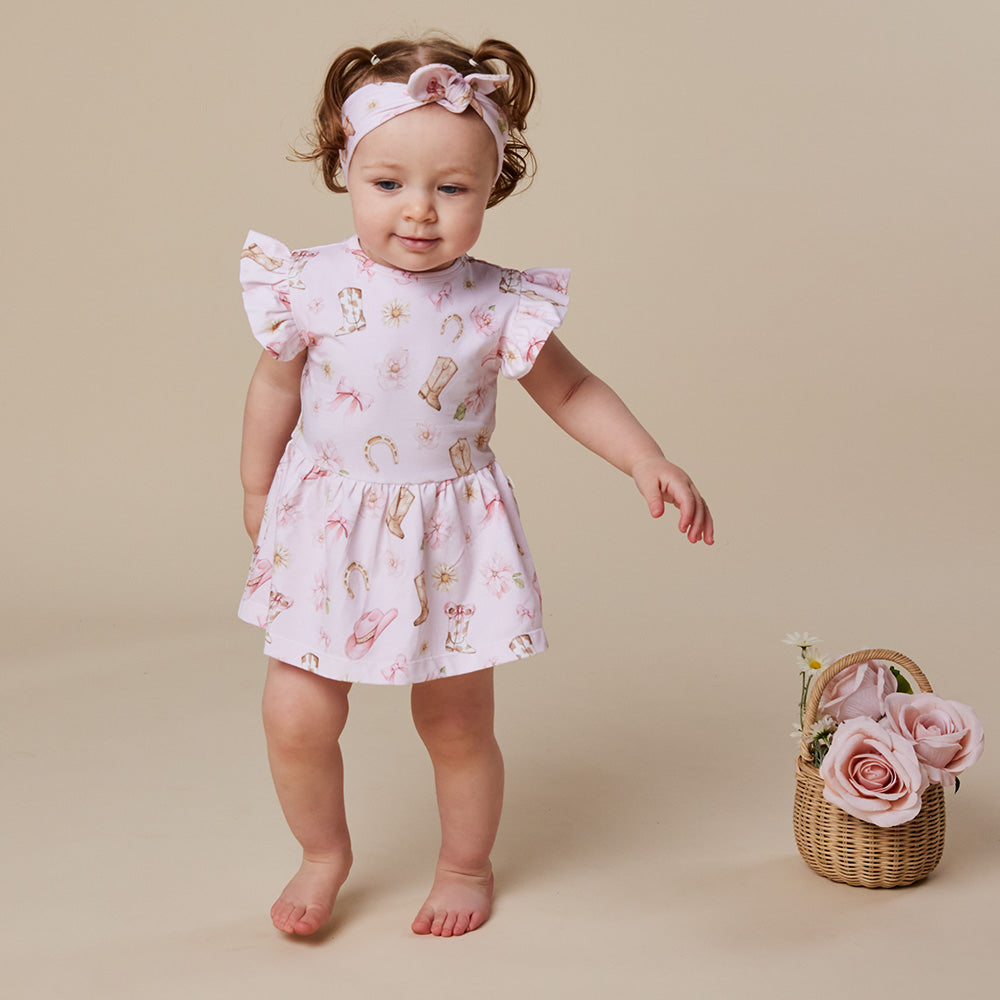 Boots & Bows Short Sleeve Organic Dress - View 18