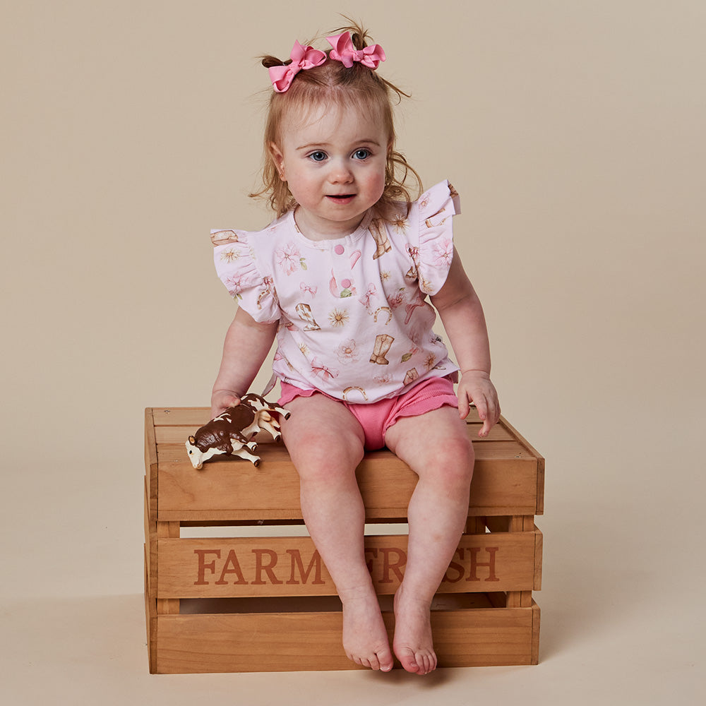 Boots & Bows Organic Short Sleeve Top with Frill - View 4