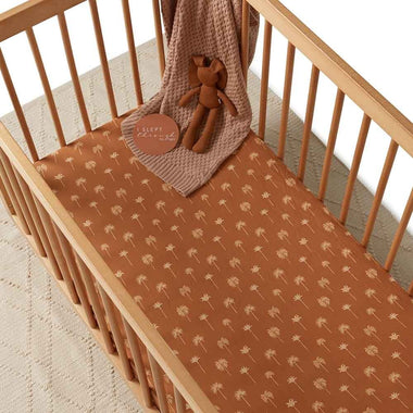 Bronze Palm Fitted Cot Sheet-Snuggle Hunny