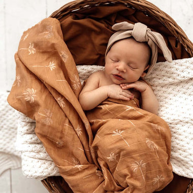 Bronze Palm Organic Muslin Wrap-Snuggle Hunny