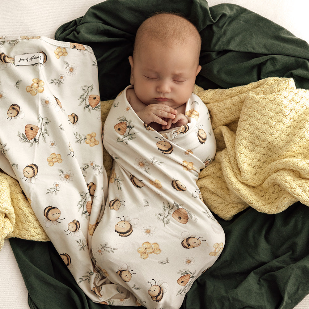 Bumblebees Organic Jersey Wrap & Beanie Set - View 9